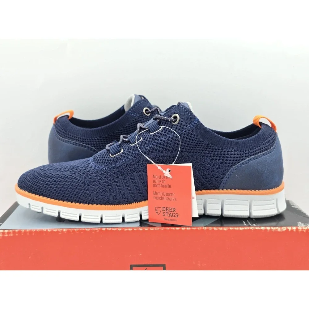 Deer Stags Boy's Status Jr Sneaker, Navy/orange Knit, Size 3 M Kid‎ Size